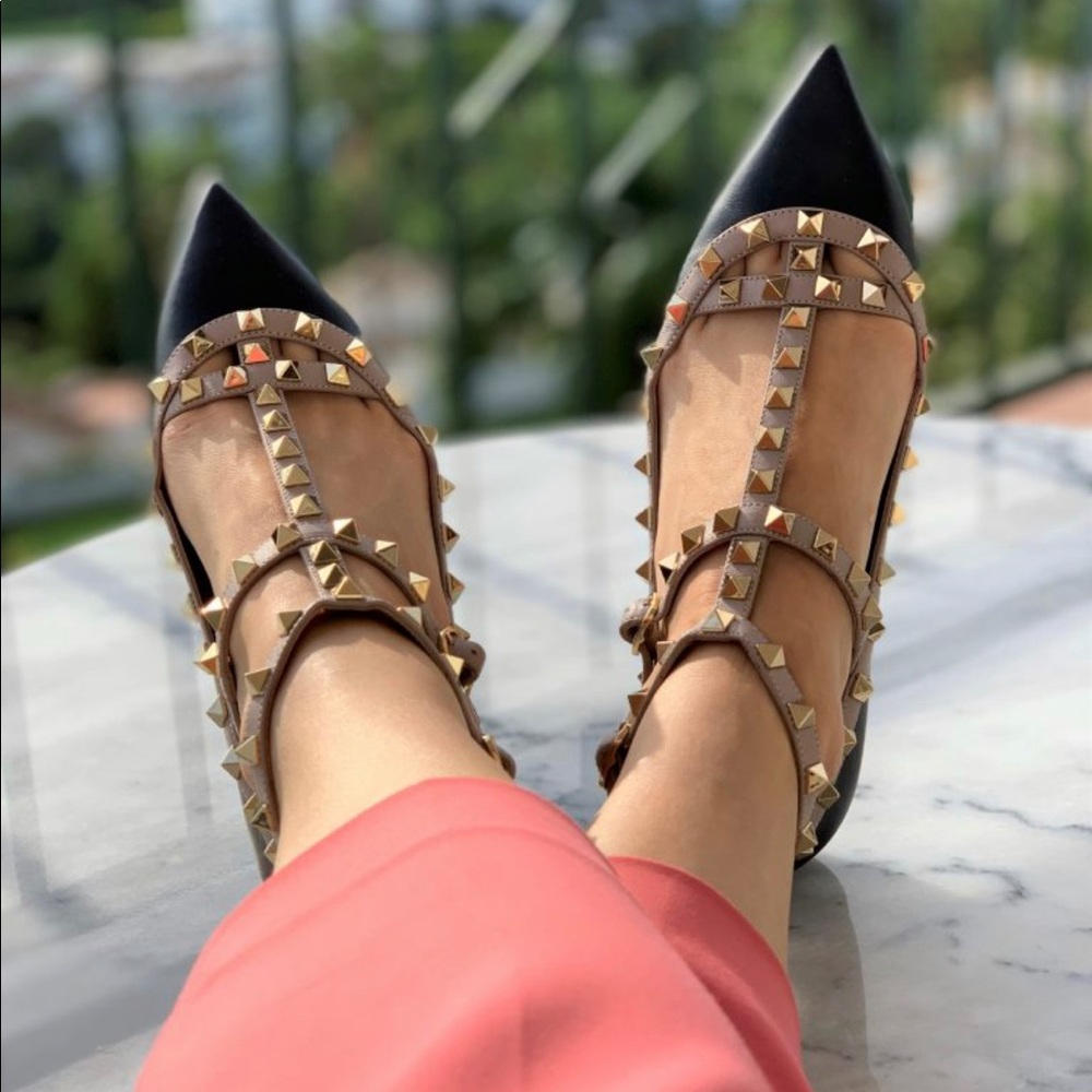Kaitlyn Pan Rockstud leather flats